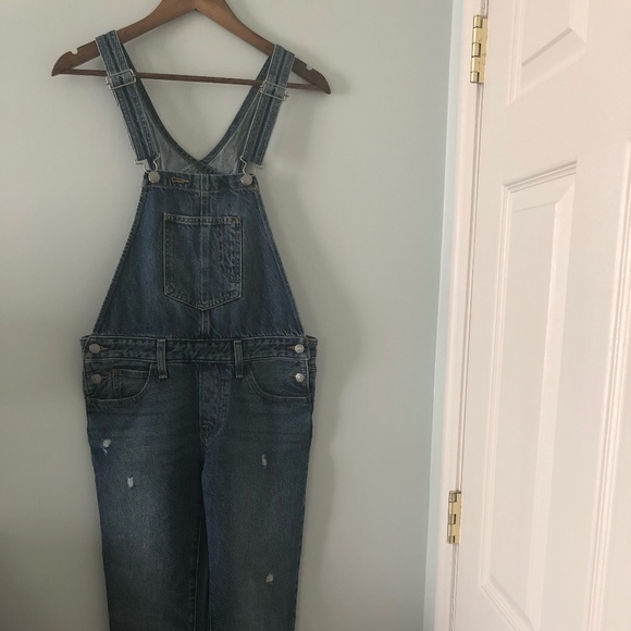 Levi's Medium Wash Distressed Overalls Size S - Picture 1 of 16